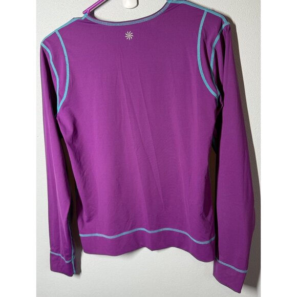 Athleta Womens Performance Top Small Purple Contrast Stitching Swim Rash Guard - Picture 2 of 12